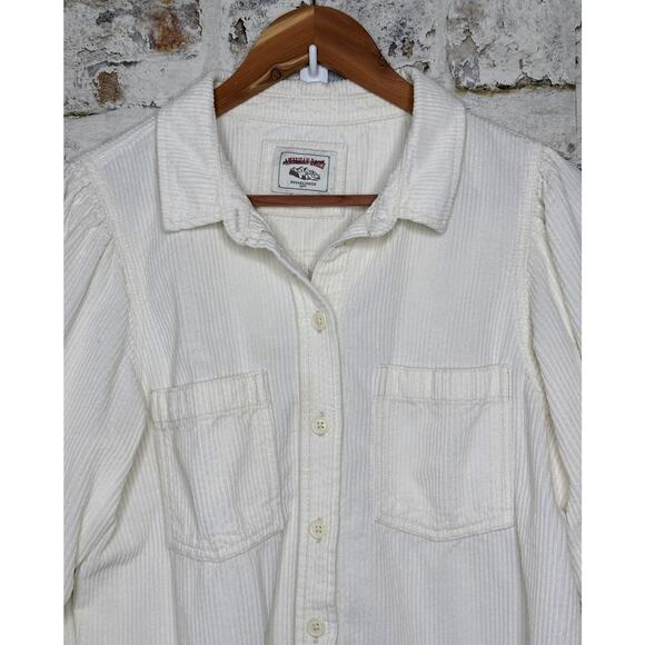 American Eagle 100% Cotton Cream Corduroy Oversized Shacket Size Medium - Picture 3 of 6